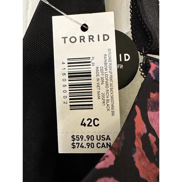 NEW Torrid Womens Bra Size 42C XO Plunge Sculpting Push Up Bra Rainbow Leopard - Picture 7 of 7